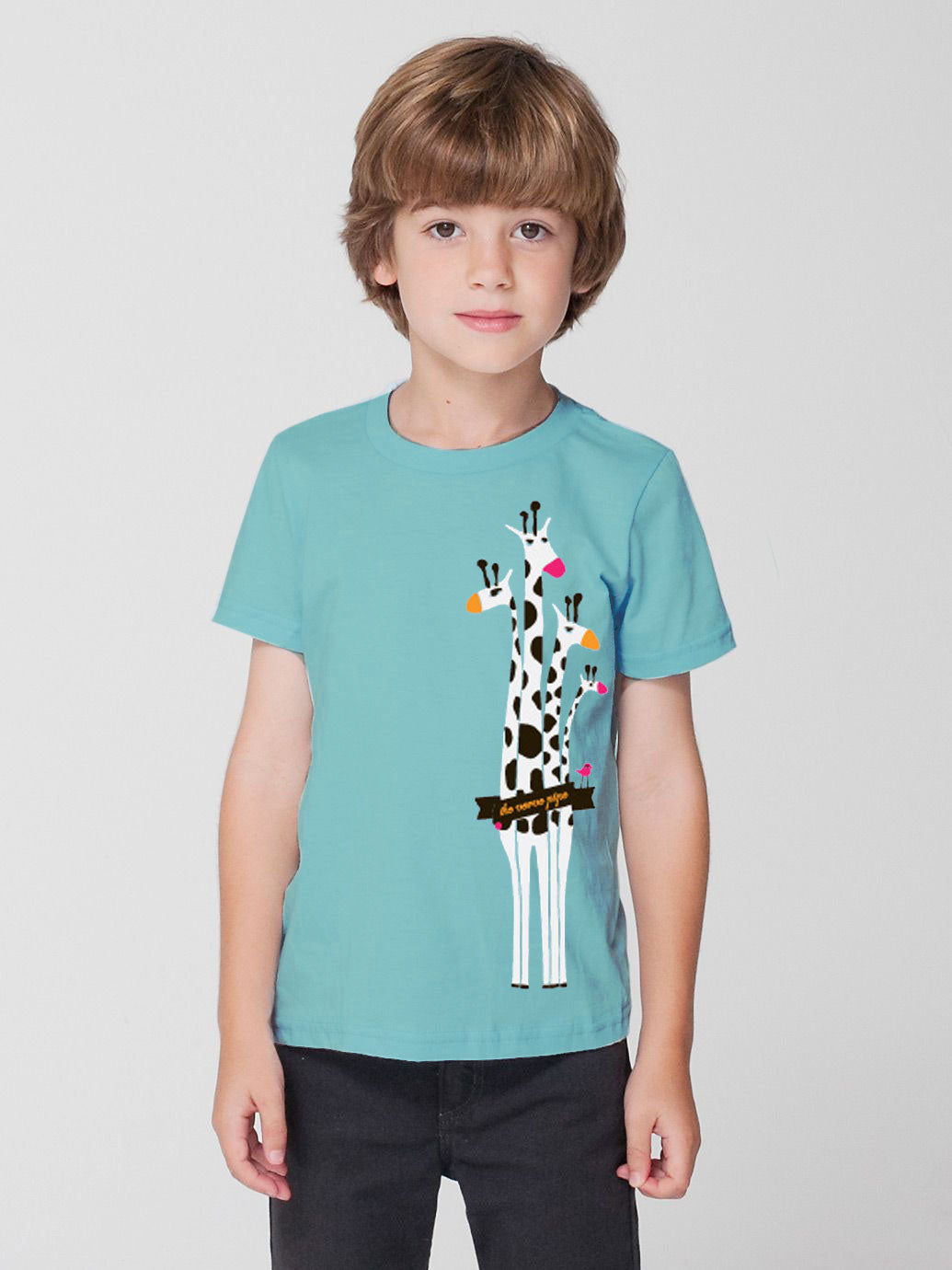 Kid's Giraffe T-Shirt (Light Aqua)